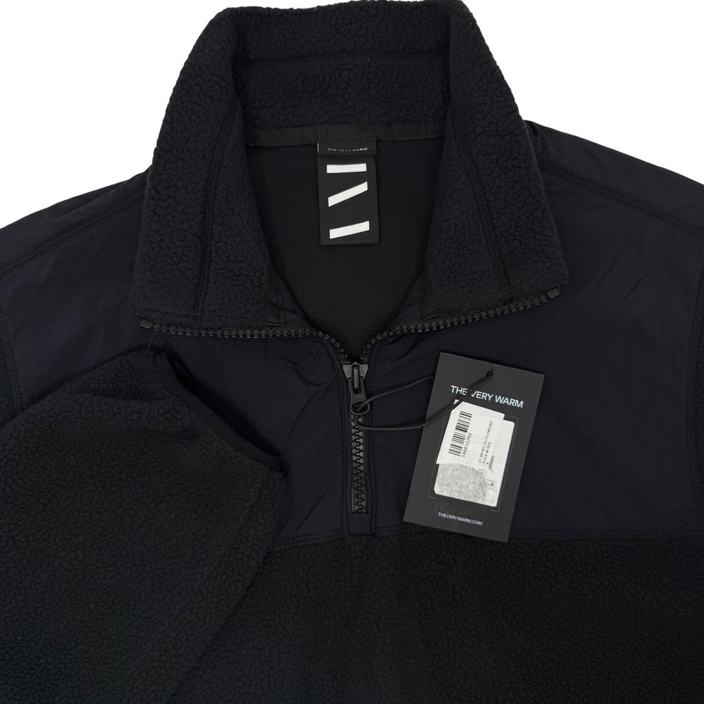 The Very Warm Mens Medium Polartec Fleece Quarter Zip Pullover Jacket Black NEW